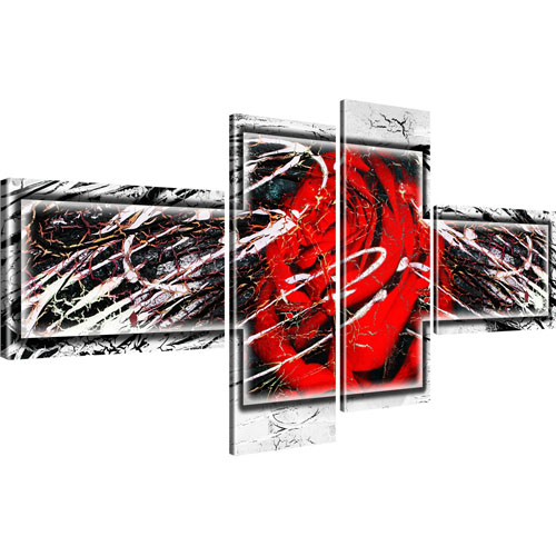 Abstraktion Rose Leinwandbild 4-Teilig: 130x60 cm